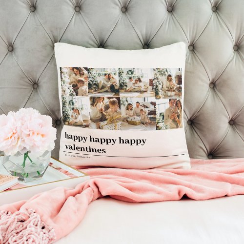 Collage Family Photo  Happy Valentines Throw Pillow