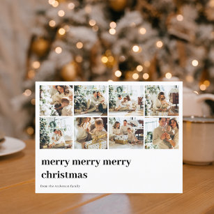 Collage Family Photo   Merry Merry Christmas Postcard