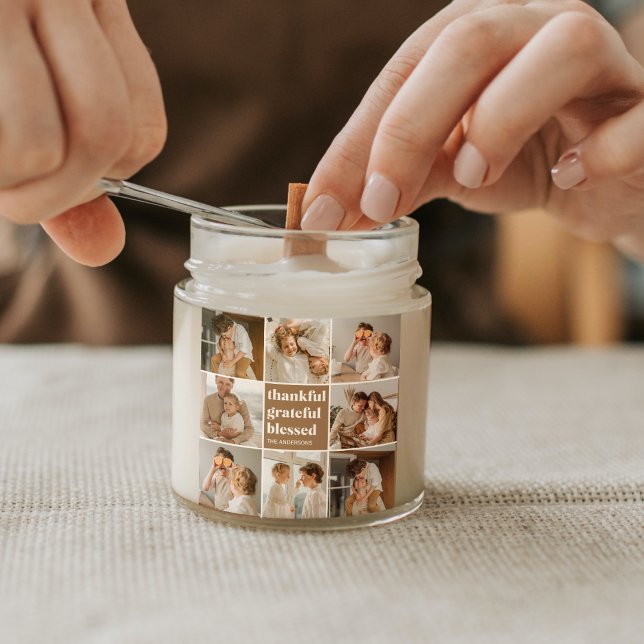 Collage Family Photo | Thankful Grateful Blessed Square Sticker (Creator Uploaded)