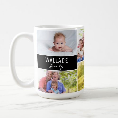 Collage Family Photos with name and Year Custom Coffee Mug