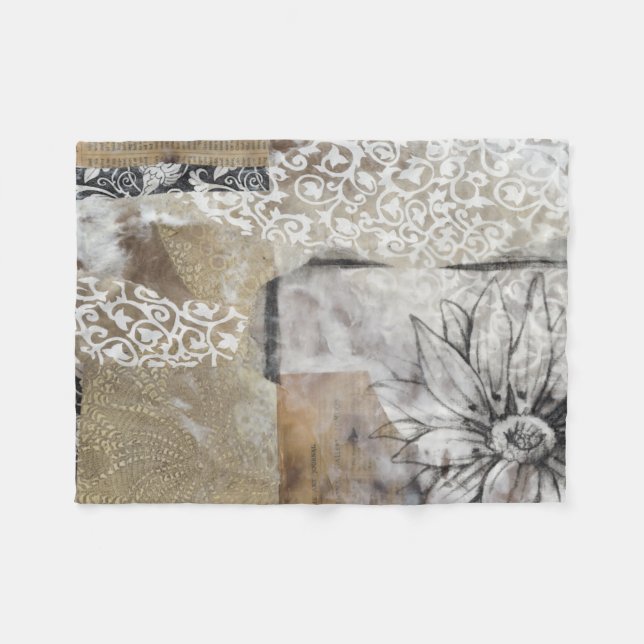 Collage Fleur II Fleece Blanket (Front (Horizontal))