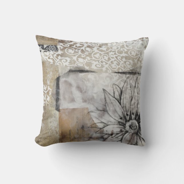 Collage Fleur II Throw Pillow (Front)