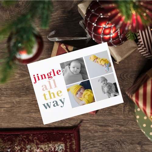 Collage Four Photos  Colorful Jingle All The Way Postcard