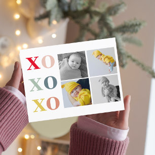 Collage Four Photos Colorful XoXoXo Postcard