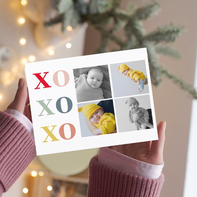 Collage Four Photos | Colorful XoXoXo Postcard (Creator Uploaded)