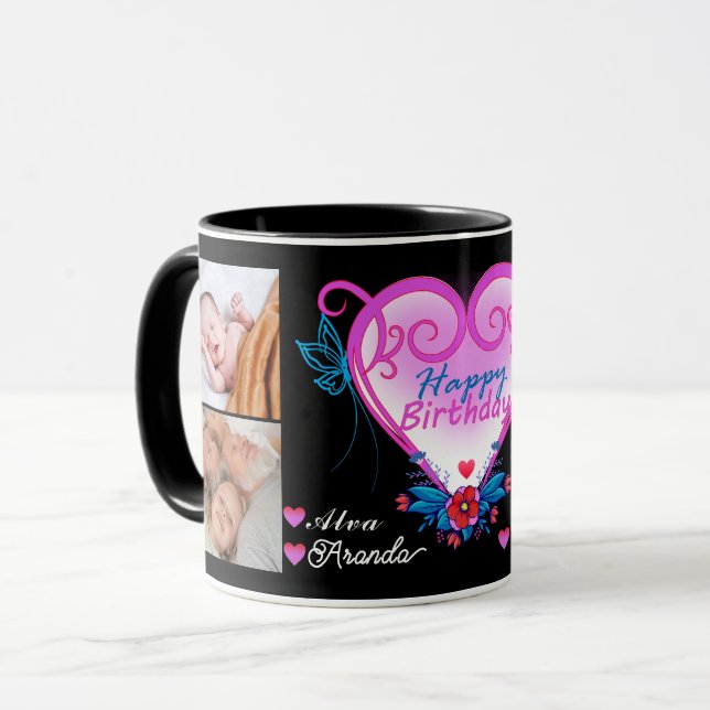 Collage Friend Photos_Happy Birthday 4 Photo Gift Mug (Front Left)