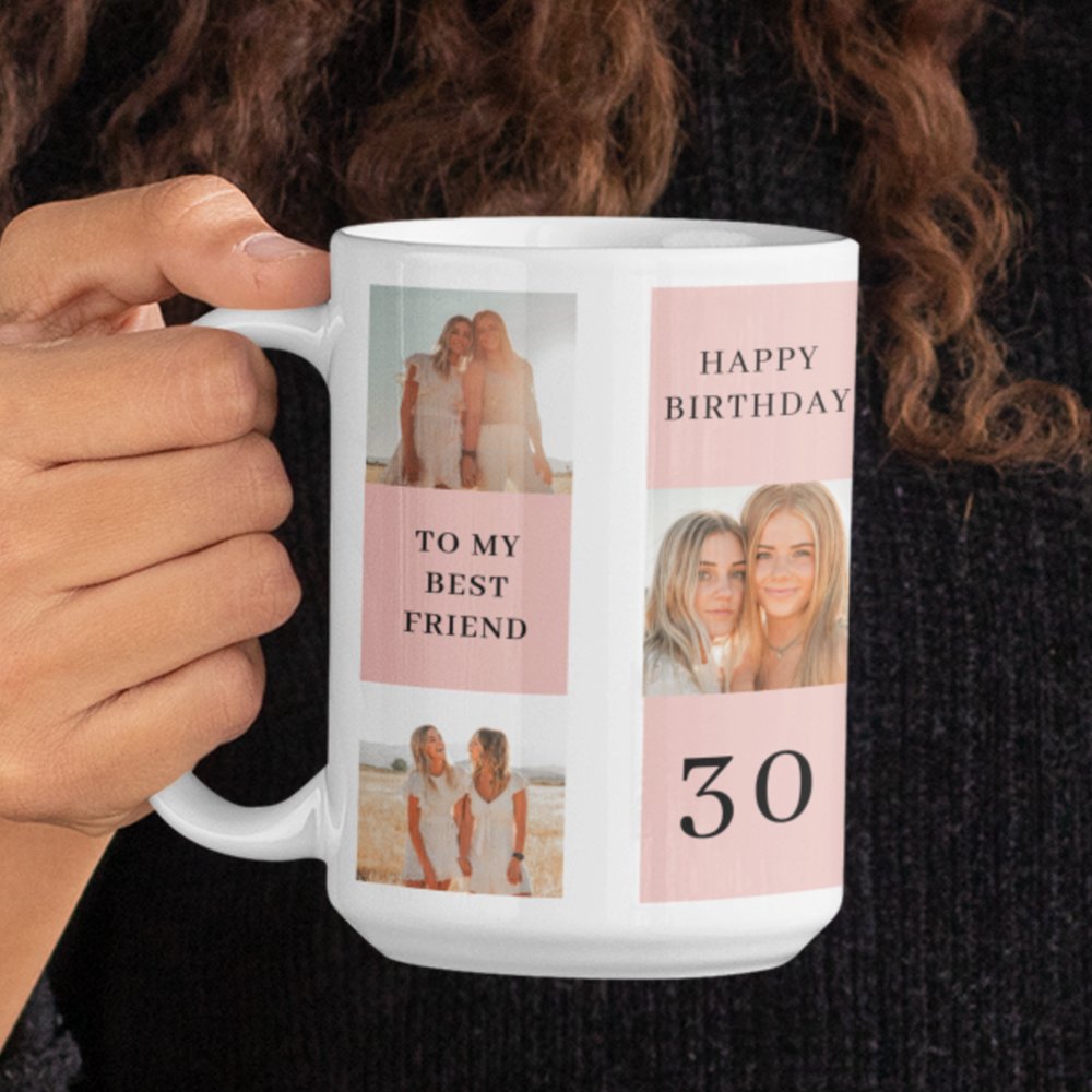 Collage Friend Custom Photos Happy Birthday Gift Coffee Mug