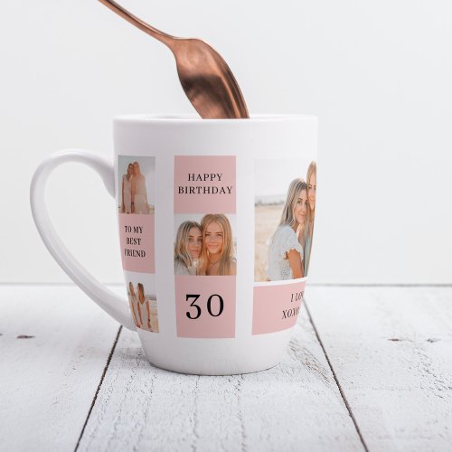 Collage Friend Photos  Happy Birthday Gift Latte Mug