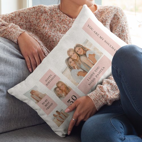 Collage Friend Photos  Happy Birthday Gift Lumbar Pillow