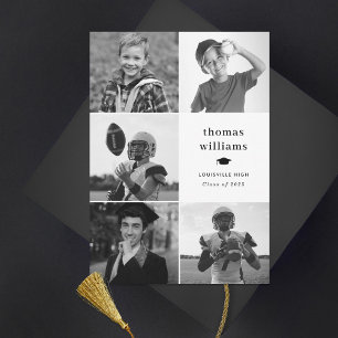 Collage Grad Black and White Photo Announcement