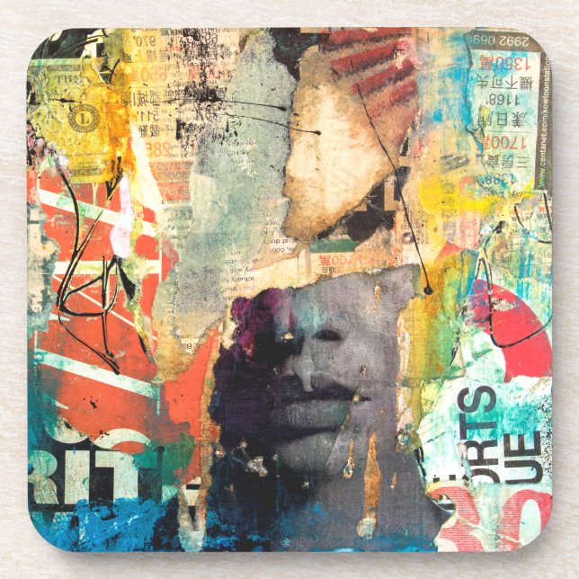 Collage Head Beverage Coaster (Front)