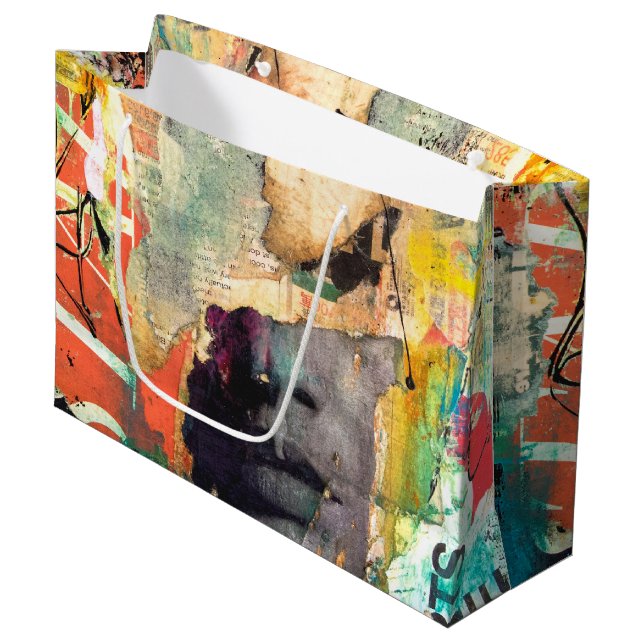 Collage Head Large Gift Bag (Front Angled)