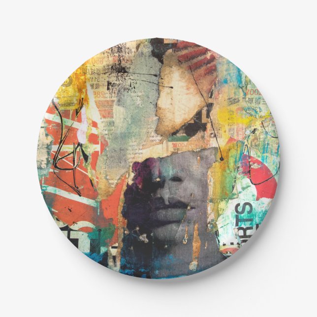 Collage Head Paper Plates (Front)