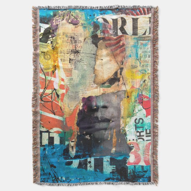Collage Head Throw Blanket (Front Vertical)