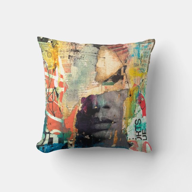 Collage Head Throw Pillow (Front)