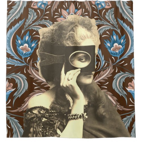 Collage Masked Lady Countess Castiglione Shower Curtain