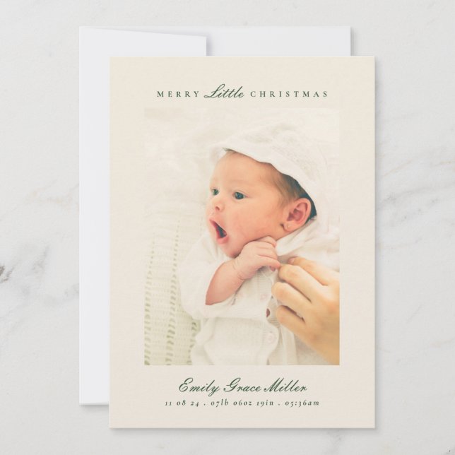 Collage Merry Little Christmas Baby Announcement  (Front)