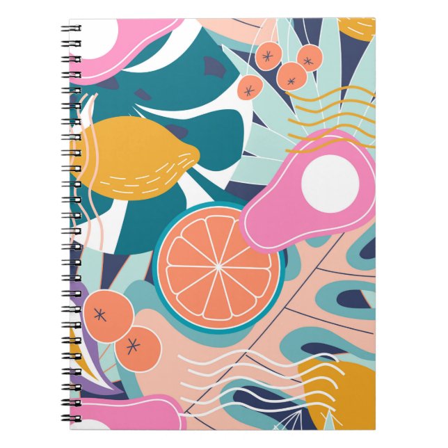 Collage modern floral seamless pattern. Modern exo Notebook (Front)