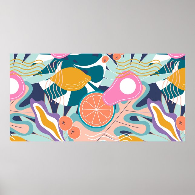 Collage modern floral seamless pattern. Modern exo Poster (Front)