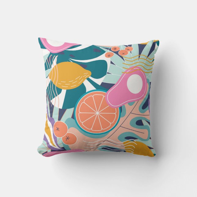 Collage modern floral seamless pattern. Modern exo Throw Pillow (Front)