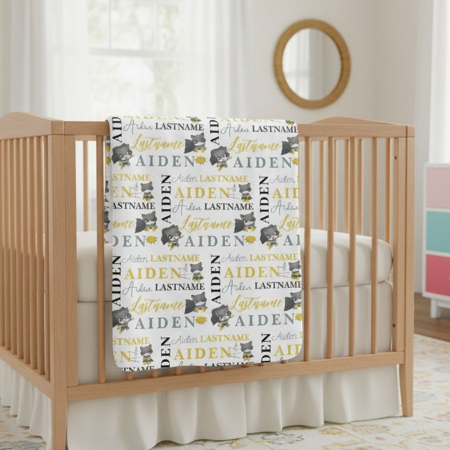 Collage Name Superhero Baby Boy's Blanket (Creator Uploaded)