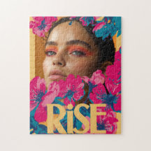 Collage of a woman with vibrant flowers