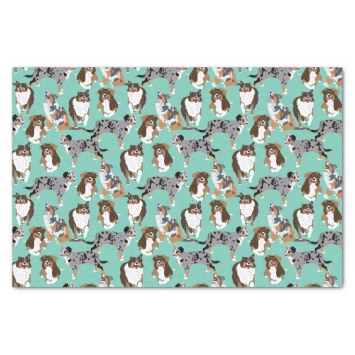 Collage of Aussies Australian Shepherd Dogs Tissue Paper