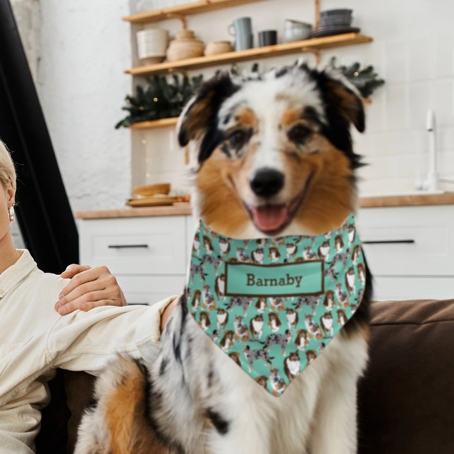 Collage of Aussies Australian Shepherds  Pet Bandana Collar (Creator Uploaded)