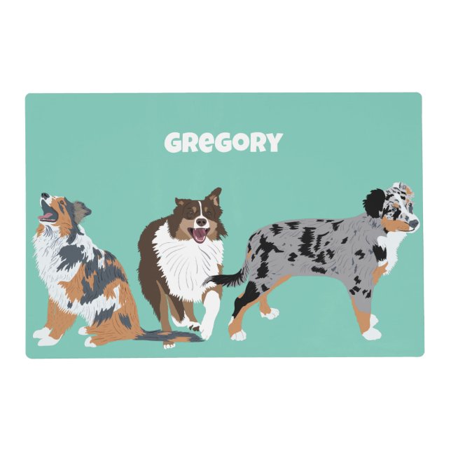 Collage of Australian Shepherds Aussie Dogs Placemat (Front)
