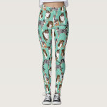 Collage of Autralian Shepherds Aussie Dogs Leggings<br><div class="desc">An assortment of cute Aussies decorate these leggings. This collage featuring realistic style illustrations of Australian Shepherd dogs is set against a mint green colored background.</div>