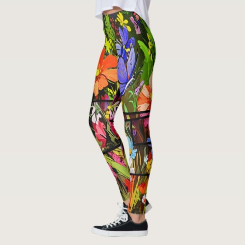 Collage of Beauty _ Butterfly and Wild Flowers Leggings