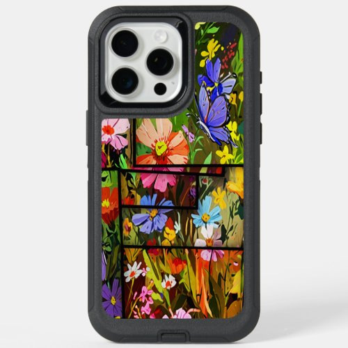 Collage of Beauty _ Butterfly and Wild Flowers iPhone 15 Pro Max Case