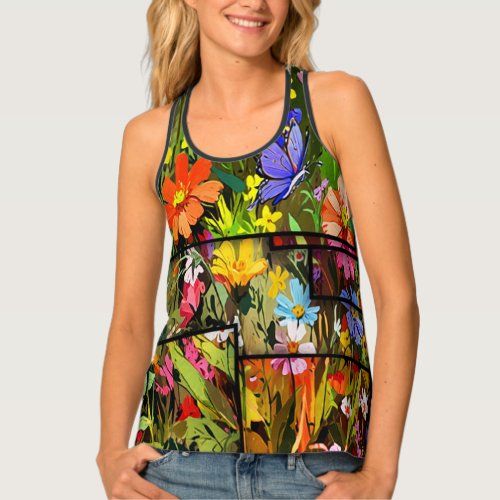 Collage of Beauty _ Butterfly and Wild Flowers Tank Top