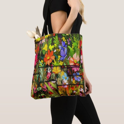 Collage of Beauty _ Butterfly and Wild Flowers Tote Bag