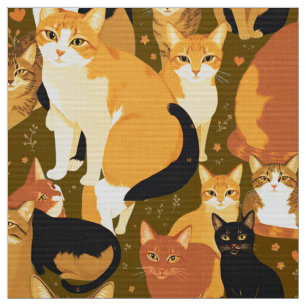 Collage of Cats in Brown, Tan and Rust Fabric