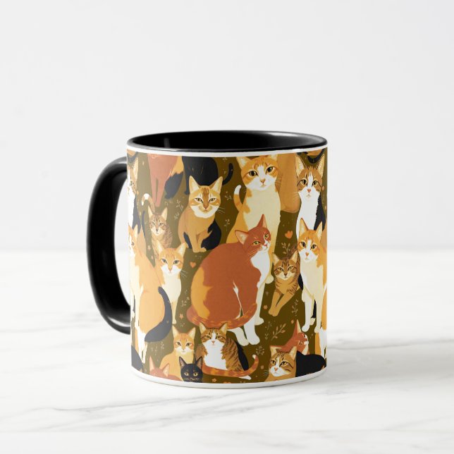 Collage of Cats in Brown, Tan and Rust Mug (Front Left)