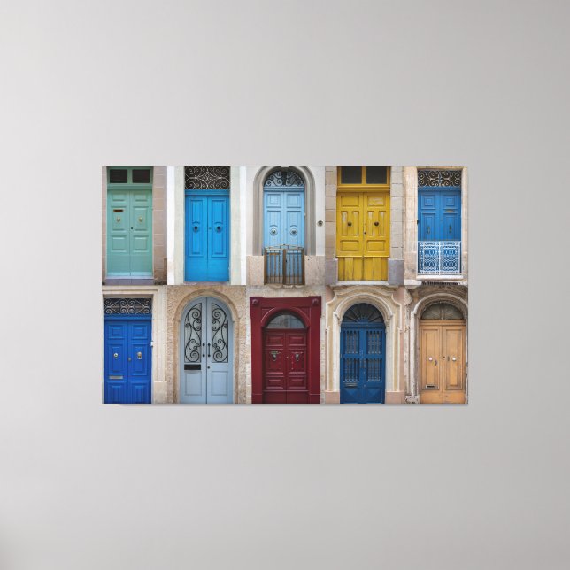 Collage of colorful front doors canvas print (Front)
