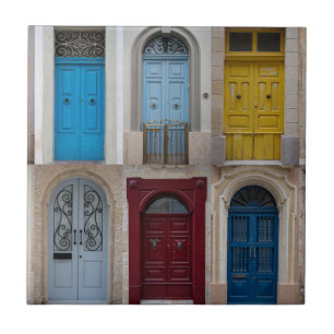 Collage of colorful front doors ceramic tile
