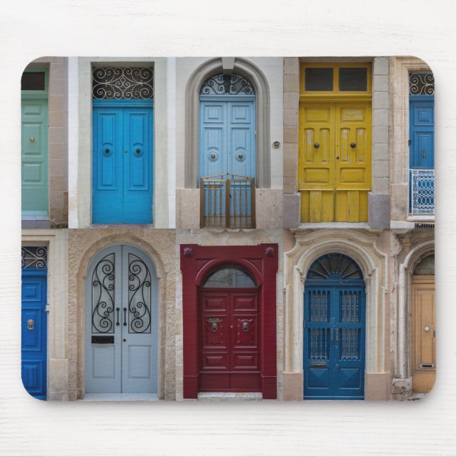 Collage of colorful front doors mouse pad (Front)