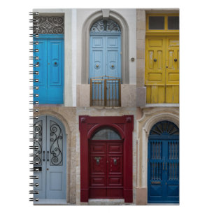 Collage of colorful front doors notebook