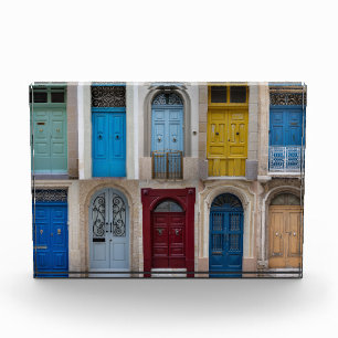 Collage of colorful front doors photo block