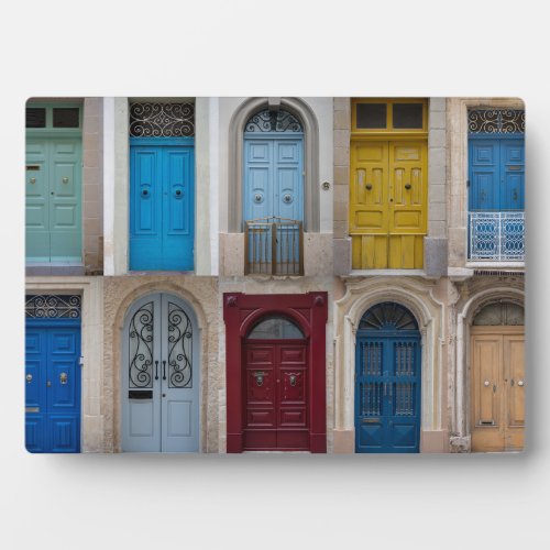 Collage of colorful front doors plaque