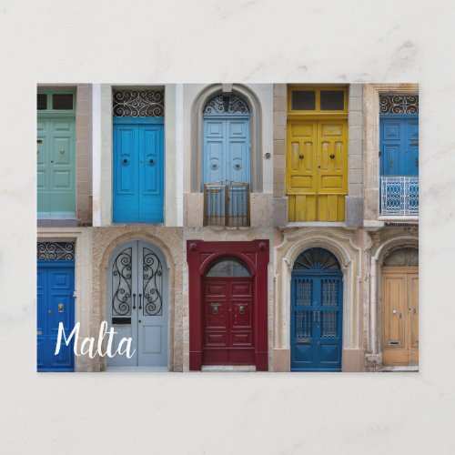 Collage of colorful front doors postcard