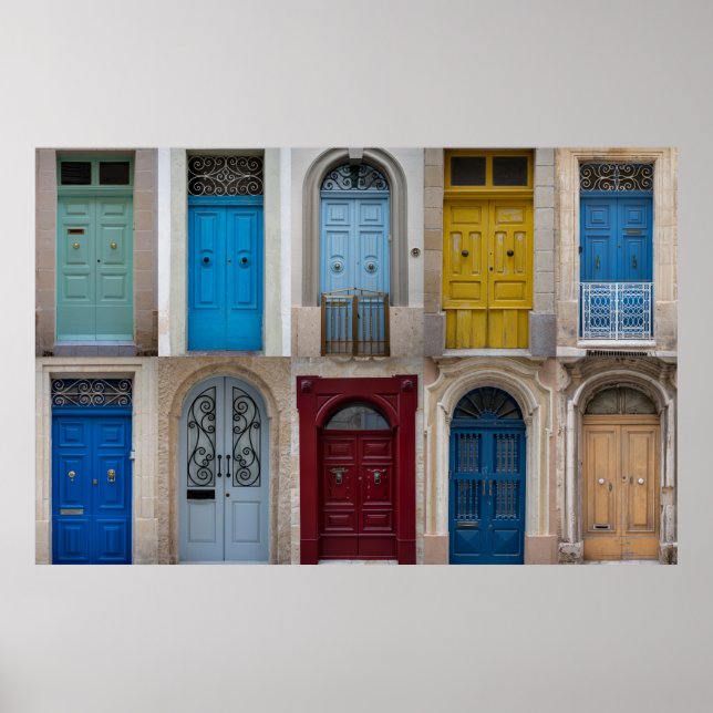 Collage of colorful front doors poster (Front)