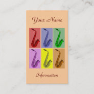 Collage Of Colorful Saxophones Business Card at Zazzle