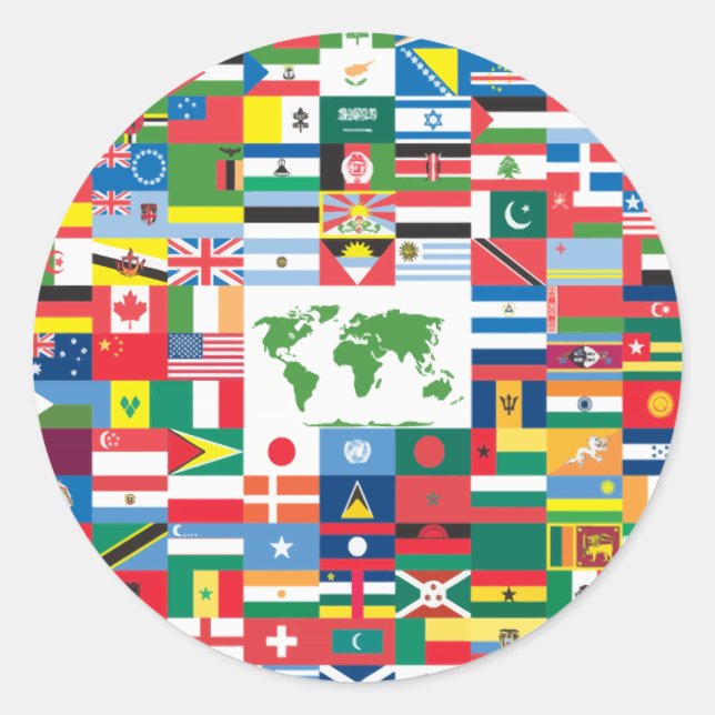 Collage of Country Flags from All Over The World Classic Round Sticker (Front)