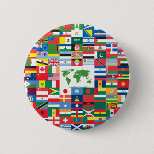 Collage of Country Flags from All Over The World Pinback Button