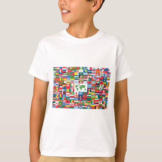 Collage of Country Flags from All Over The World T-Shirt (Front)