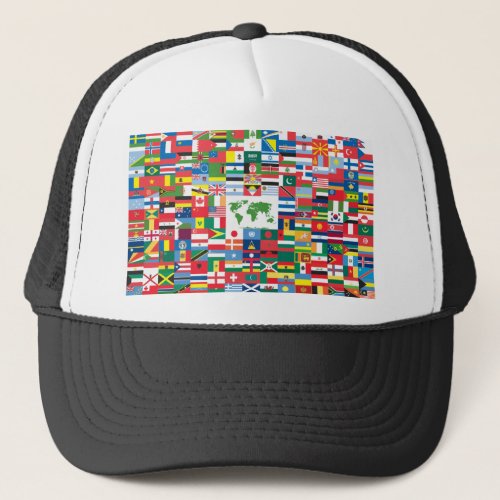 Collage of Country Flags from All Over The World Trucker Hat