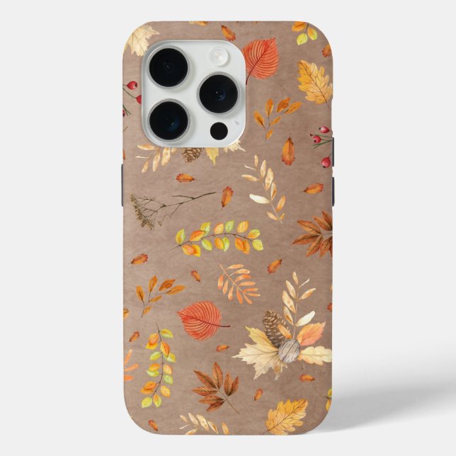 Collage of fall leaves on brown Case-Mate iPhone case (Back)